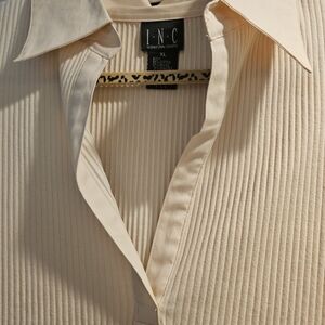 INC International Concepts Beige Ribbed Blouse